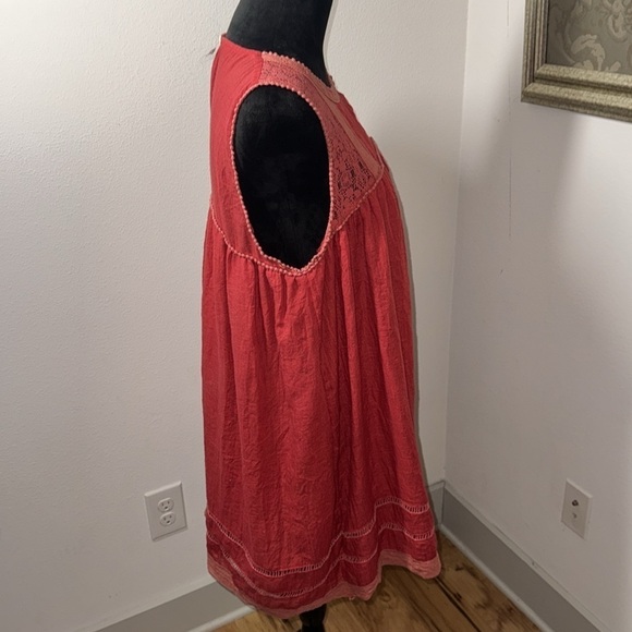 Altar’d State Boho pleated lace keyhole back lined casual dress Sz L - Picture 3 of 7